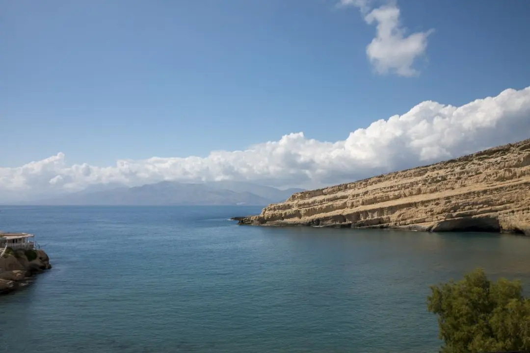 The cliffs of Matala plunge into the sea