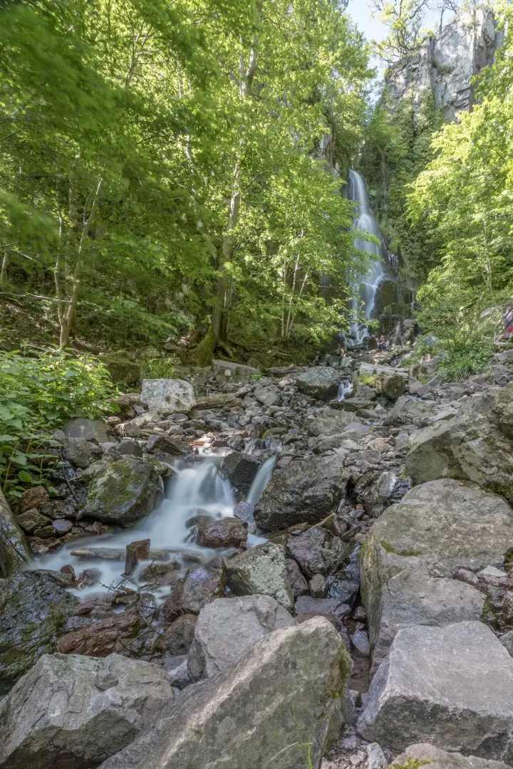 The Nideck waterfall from the river