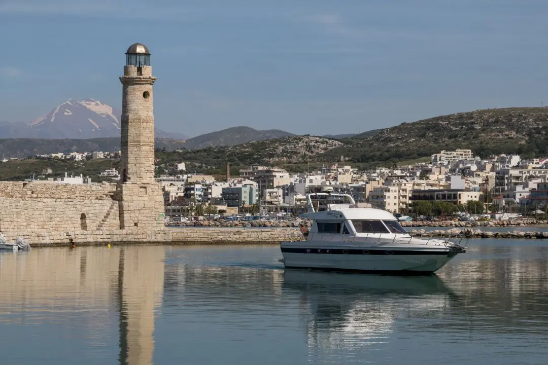The old Venetian port of the city of Rethymno and its lighthouse