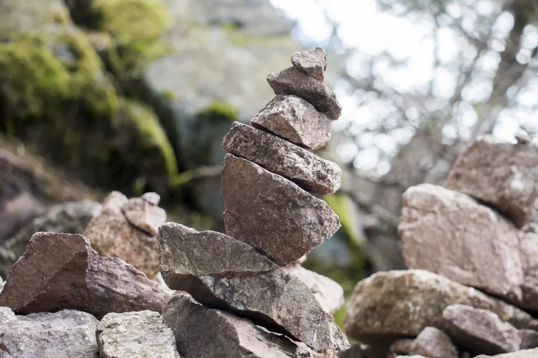 stacked rocks white lake orbey trail