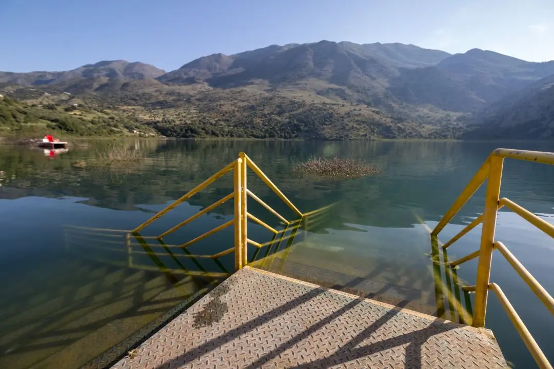 Stairs in the water lake of Kournas