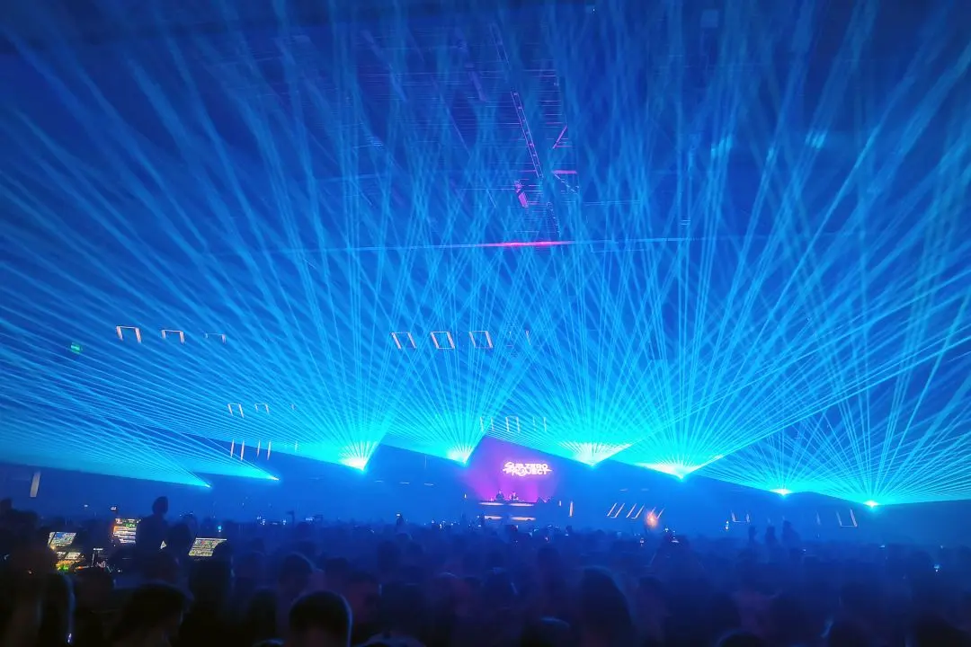 Lasers during Sub Zero Project's set at Apex