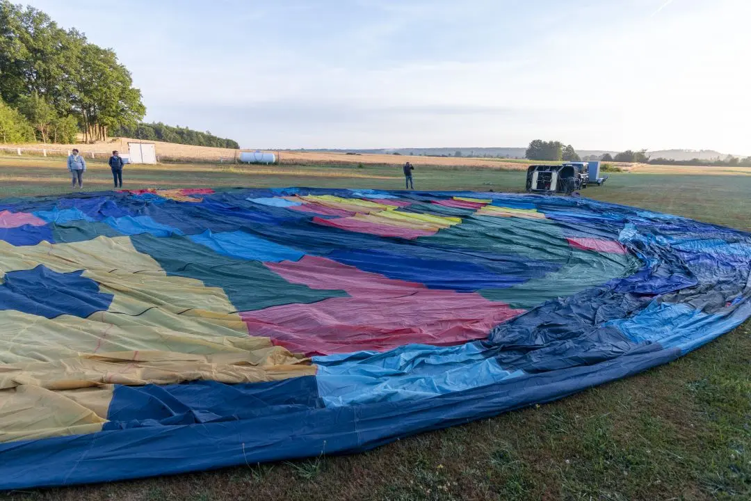 The envelope of the balloon spread on the ground