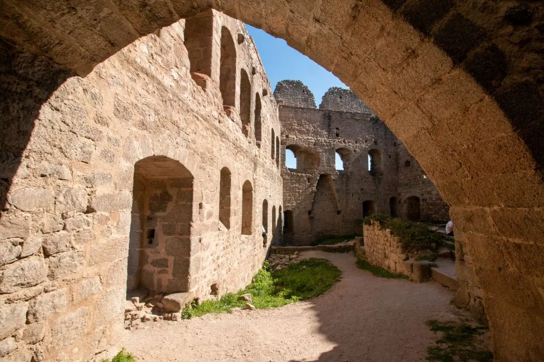 gothic windows inside castle of ortenbourg scherwiller