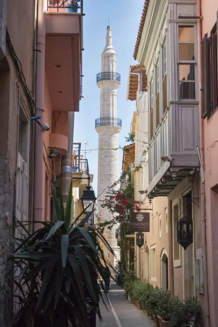 View of the minaret of the city of Rethymnon